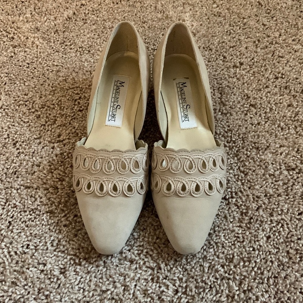 Vintage Leather D'Orsay Heels in Cream by Madeline Stuart